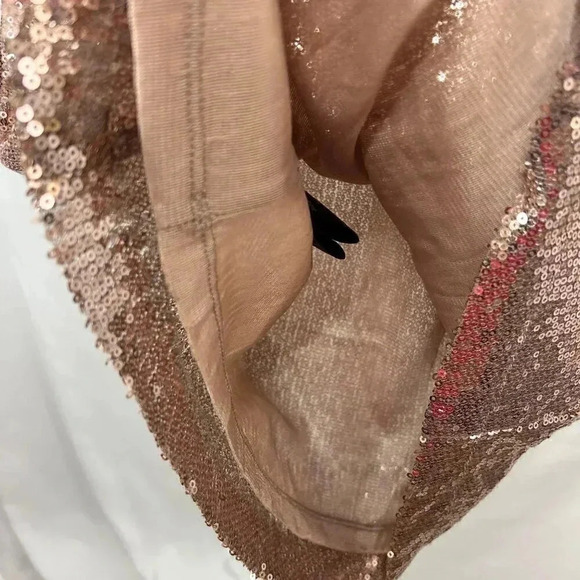 2/$30 Forever 21 Size Medium Sequin Rose Gold Strappy Mini Dress Sparkly - Picture 9 of 10